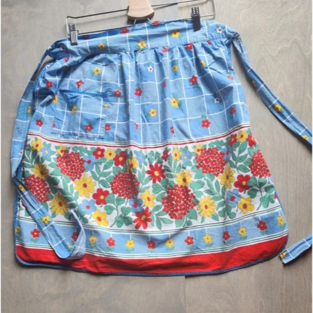 Floral‎ 1950's Half Apron Skirt Cottagecore Spring Bright